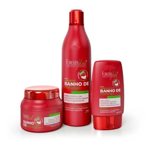 Kit Banho Morango Brilho Extremo Forever Liss