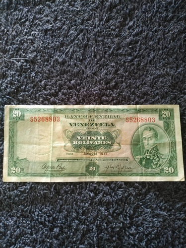 Billete 20 Bs Venezuela 1971.