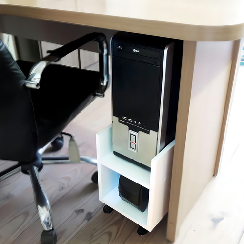 Suporte Porta Gabinete Cpu E Estabilizador Com Rodízio Cor Branco