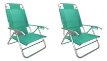 Comprar Set De 2 Reposeras Silla Aluminio Descansar 5 Pos. Coversol Color Verde Agua