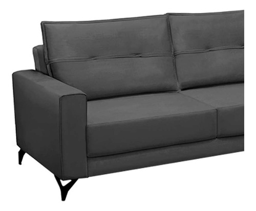 Sofá 4 Lugares Heros Com Chaise Direito Veludo Chumbo Cor Grafite