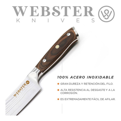 Imagen 2 de 5 de Cuchillo Acero Premium Webster Parrillero Cocina Chef Asado