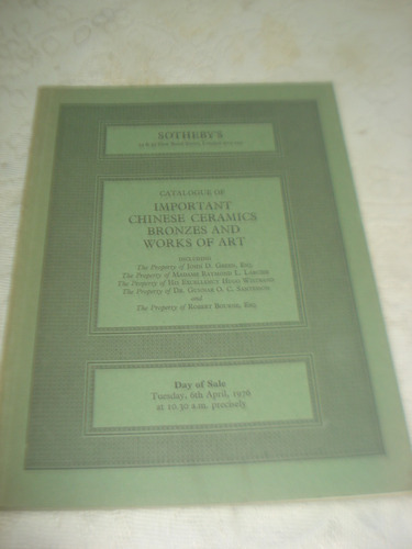 Sotheby & Co. Catalogue 1976 Of Chinese Ceramics Bronzes