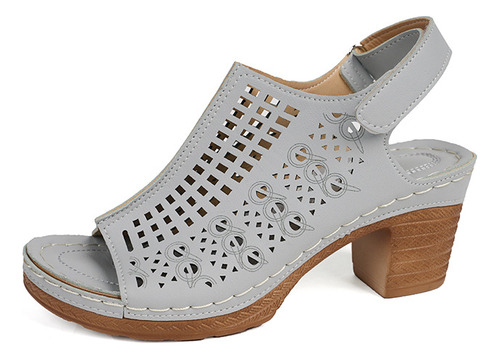 Sandalias Retro De Tacón Alto Con Plataforma Fish Mouth Para