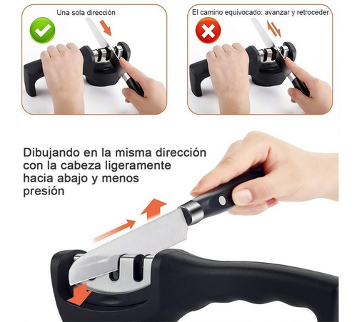Imagen 5 de 10 de Afilador De Cuchillos Portátil Con 3 Etapas De Afilado