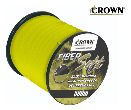 Linha Mono Crown Fiber Soft 0,20mm 9lbs (500m) - Amarela