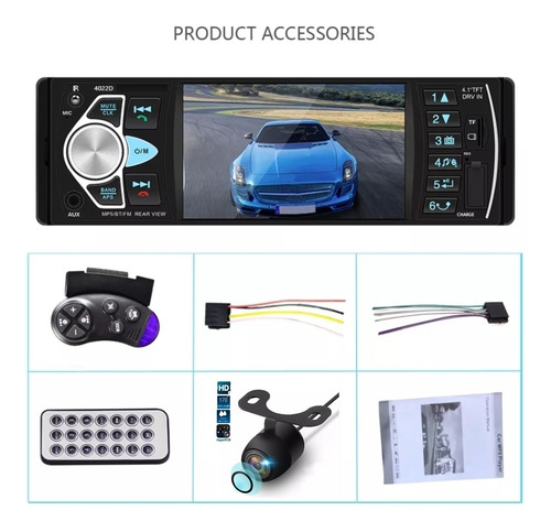Radio Multimedia 1 Din Pantalla 4.1 Bluetooth Cámara Reversa