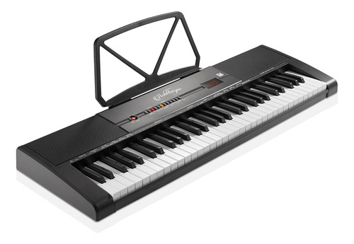 Piano De Teclado Electrónico De 61 Teclas Con Soporte Y Acce Negro