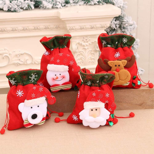 4pcs Bolsas Navidad Bolsas Dulces Con Cordón Bolsas Regalo