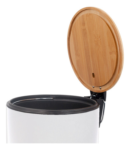Cesto Vonne Ccri 5lbb Acero Blanco Tapa Bambu 5l