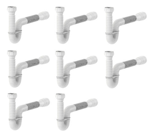 Kit8pcs-sifão Sanfonado Tubo Extensivo Universal Branco