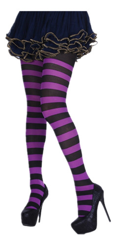 (12#mold)girls Rainbow Multicolor Striped Tights Opaque Stoc