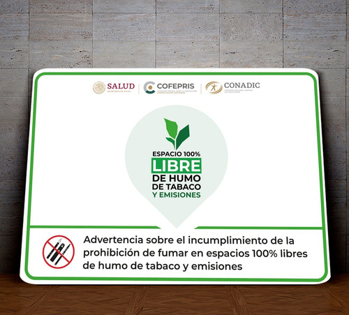 Señalamiento Prohibido Fumar  Nueva Ley Letrero 20x30 Mod3