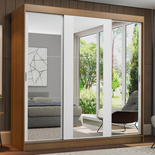 Ropero Closet Madesa Reno 3 Puertas Corredizas Con Espejo Mb