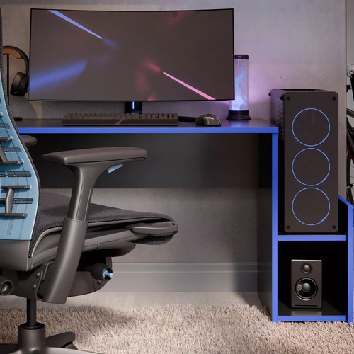 Mesa Escrivaninha Gamer Mazon Para Pc E Computador Com Espaço Para Gabinete Cor Azul