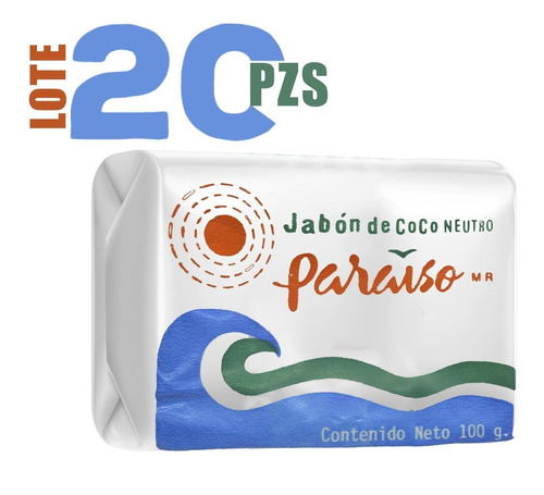 Lote Jabón De Coco Neutro Corporal Paraíso Autentico 20pzs