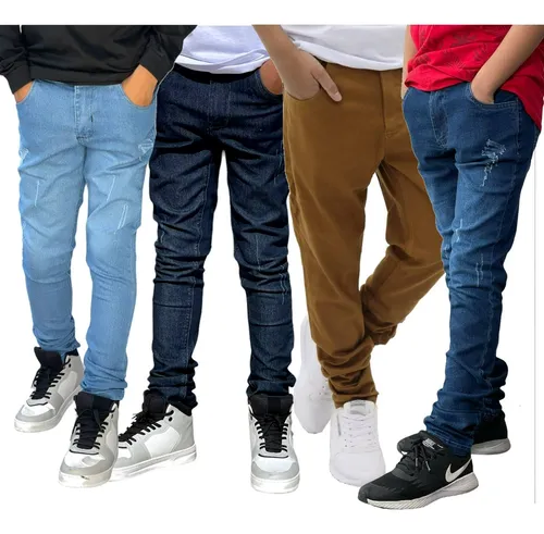 Kit Com 4 Cal a Jeans Infantil Juvenil Masculina Skinny Frete gr tis