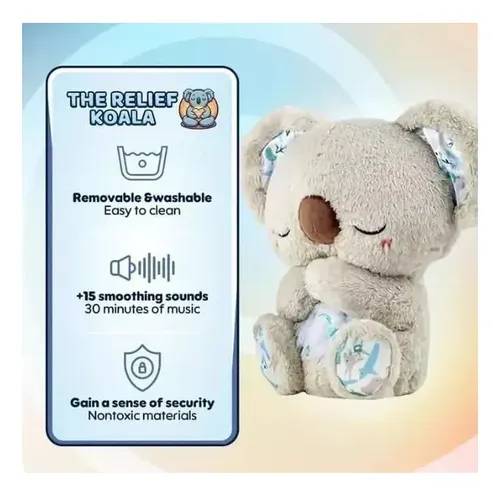 Koala Para Aliviar La Ansiedad | Peluche Que Respira Con Luces Y Música | Nutria Bebé Dormilona | Regalo Calmante Para Niños
