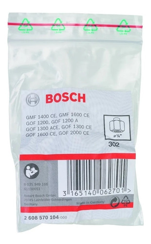 Boquilla 1/4  Para Fresadora Bosch Gof 1600 Ce Con Tuerca