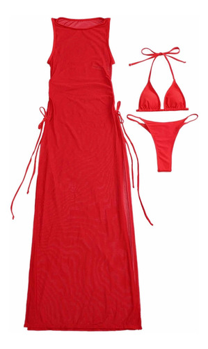 Bikini Rojo Con Vestido Talle M Nuevo