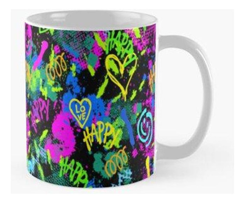 Taza Happy Abstract Lettering Design Diseño Gráfico, Abstrac