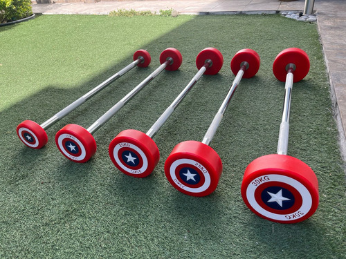 Set 5 Barras Rectas De Capitán América 10, 15, 20, 25 Y 30kg