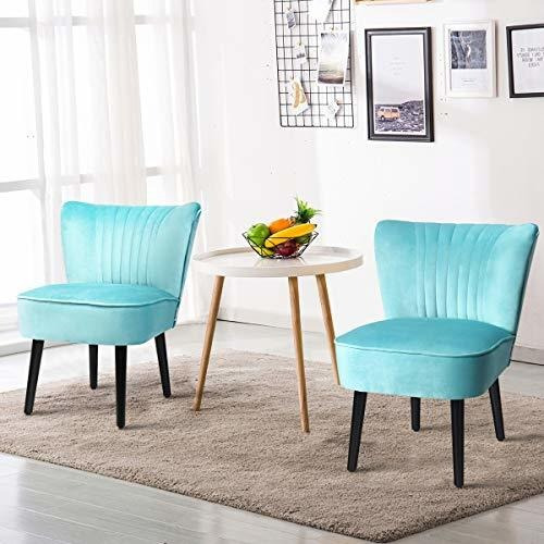 Giantex Set Of 2 Velvet Accent Chair, Upholstered Modern Lei