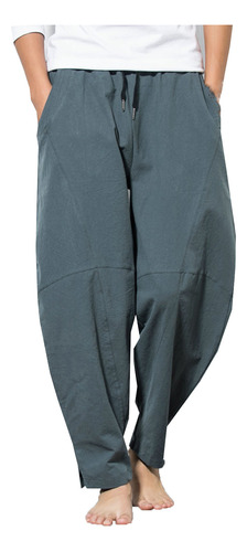 Pantalones Holgados De Lino Y Algodón Para Hombre, Color Pur