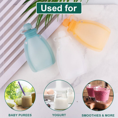 3 Bolsas Comida Bebés, Reutilizables De Comida Para Bebes