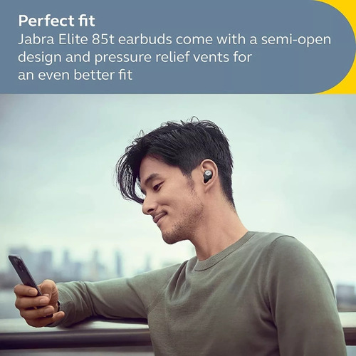 Imagen 4 de 10 de Auricular Jabra Elite 85t Titanium Black Ipx4 Anc 25hs App