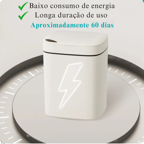 Lixeira Automática com Sensor inteligente 12L cor Branco bateria recarregável