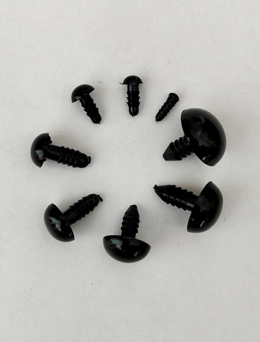 100 Pares (200pzs) Ojitos Negros De Seguridad 10mm