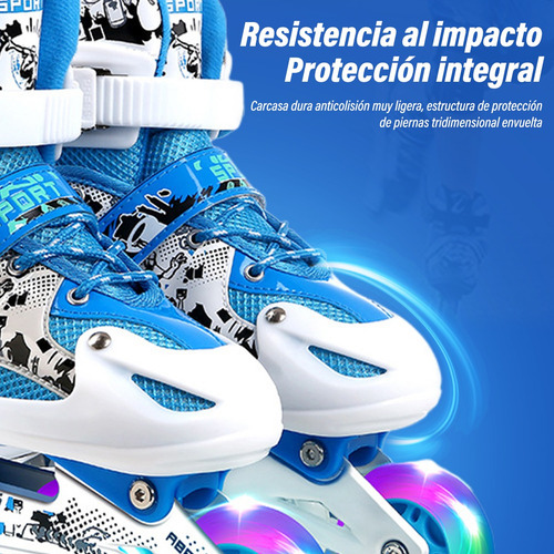 Patines En Linea De 4 Ruedas Luces Para Niños Con Protección