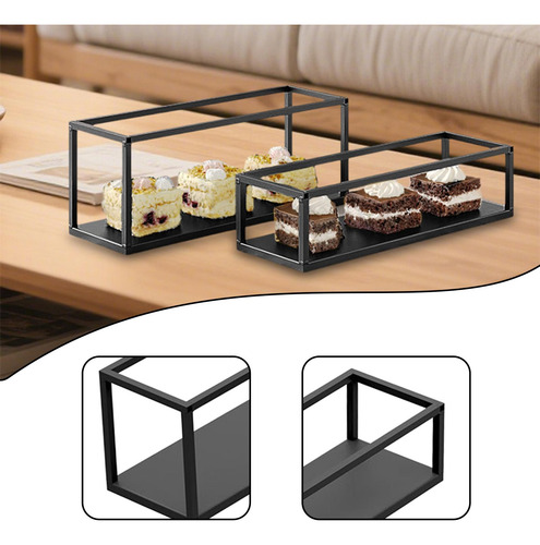2 Bandejas Rectangulares De Metal Para Servir Cupcakes,