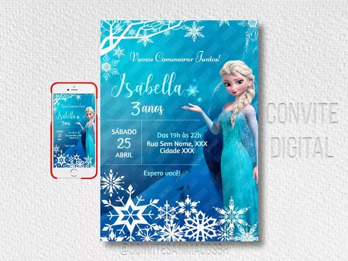 Arte de Convite virtual tema Frozen ou Frozen Fever Envio por