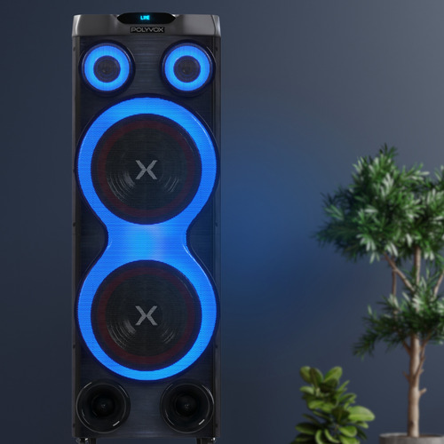 Combo Torre Polyvox Xt2212t 2500w + Microfone Com Fio