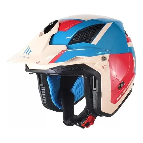 Casco Moto Abierto Mt District Analog D7 Rojo Brillo Visor