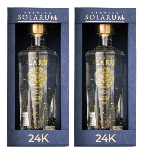 Duo Pack Tequila Solarum Extra Añejo Cristalino 24k 750 Ml