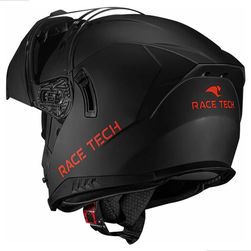 Capacete Race Tech Articulado Preto Fosco Oculos Interno Masculino Feminino 60
