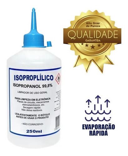 Álcoool Isopopilico Limpeza Eletronica Placa Circuitos 250ml