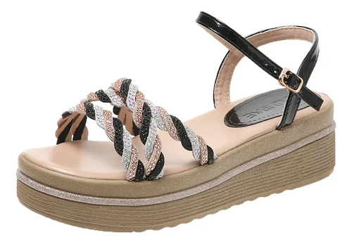 Sandalias De Cuña Con Plataforma Y Punta Abierta En Forma De