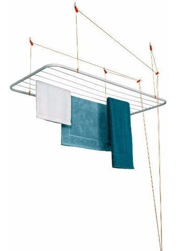 Varal De Teto Maxeb Com 1,40m X 50cm - 6 Varais - Resistente Cor Branco
