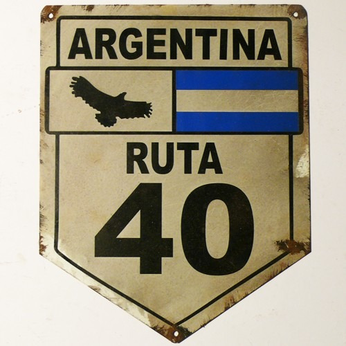 Cartel Antiguo Ruta 40 Ruta 3 32x25cm Tierra Del Fuego C-012