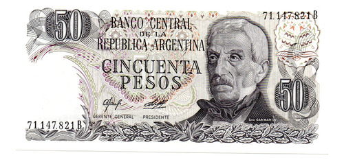 Billete 50 Pesos Ley Bottero 2379, Año 1977 Sc