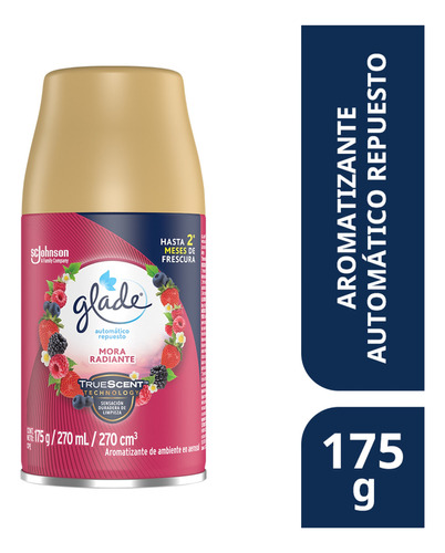 Aromatizante automático en aerosol Glade Mora Radiante repuesto 270ml