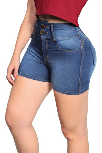 Bermuda Short Jeans Levanta Bumbum + Cinta Modeladora Lycra