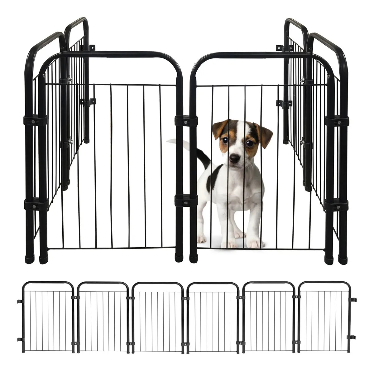 Cercado Grade 217x51cm 6 Módulos Segurança Pet Cães Cor Preto