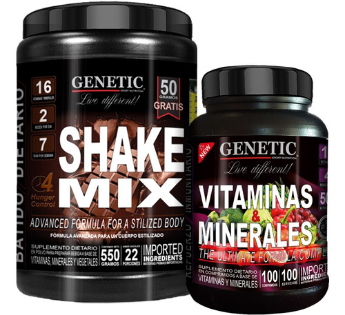 Reemplaza Comidas Shake Mix + Vitaminas & Minerales Genetic