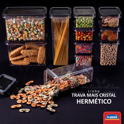 Pote Hermético Quadrado Organizador Mantimento 3l Cristal Cor Malbec