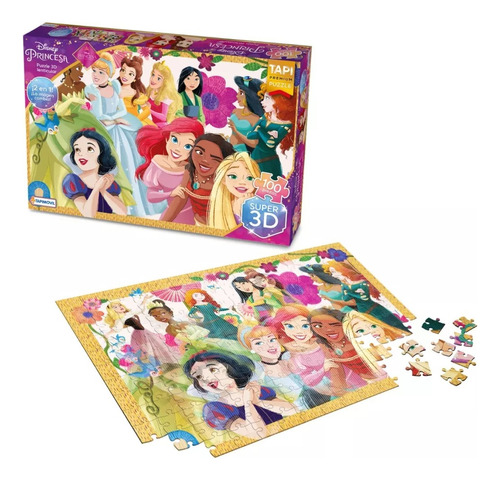 Rompecabezas Puzzle Tapimovil Princesas Lenticular 3d 100pz